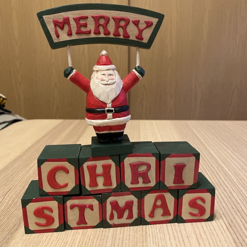 Vintage Midwest of Cannon Falls Santa Blocks Merry Christmas Decoration